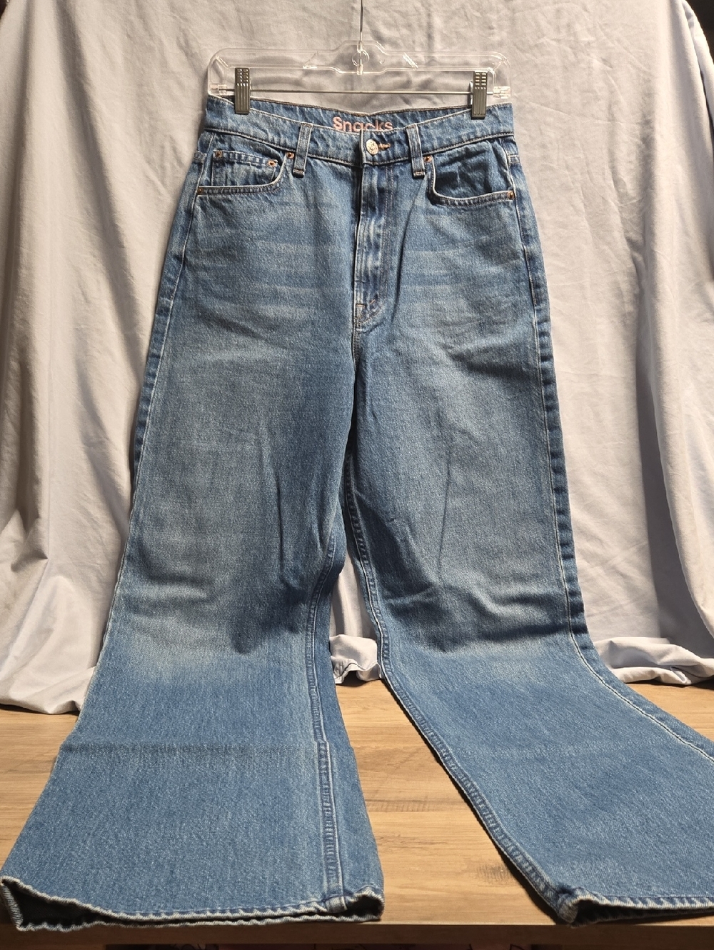 MOTHER Medium Wash Flared Wide-Leg Jeans